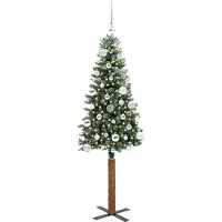 vidaXL Slanke Kerstboom Groen 150 cm PVC en massief dennenhout