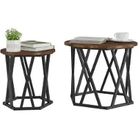 vidaXL Bijzettafel 2 st Rook Eiken 50 x 50 x 40 cm