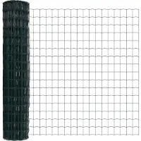 vidaXL Euro-hek met grondpennen 10 x 1,5 m PVC-Coated Staal Groen Mesh