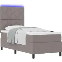 vidaXL Boxspring bed met LED-stripverlichting Taupe 80 x 200 cm Stof