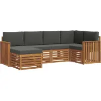 vidaXL Buiten bank set 6 st Natuurlijk en Antraciet Polyester