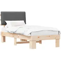 vidaXL Bedframe met Gevoerde Hoofdbord Donkergrijs 90 x 190 cm