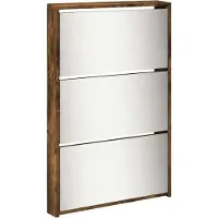 vidaXL Schoenenkast met spiegel 5-laags 63x17x169,5 cm gerookt eiken