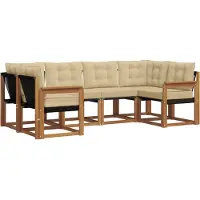 vidaXL Buiten bank set 6 st Natuurlijk en Beige
