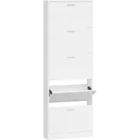 vidaXL Schoenenkast 59x17x169 cm bewerkt hout hoogglans wit