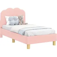 vidaXL Peuterbedframe met hoofdboard Roze 70 x 140 cm Bouclé