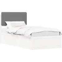 vidaXL Bedframe met gestoffeerde hoofdbord, lichtgrijs, 100 x 200 cm