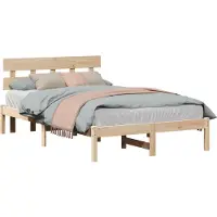 vidaXL Bedframe met hoofdeinde Bruin 120 x 200 cm Massief grenenhout