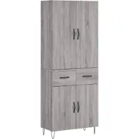 vidaXL Hoge kast 69,5x34x180 cm bewerkt hout grijs sonoma eikenkleurig