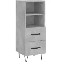 vidaXL Hoge kast 34,5x34x180 cm bewerkt hout betongrijs