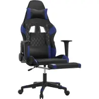 vidaXL Gaming stoel met voetsteun, zwart en blauw, kunstleer