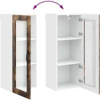 vidaXL Wandglas Kasten PORTO Rook Eiken 40 x 31 x 100 cm Bewerkt hout
