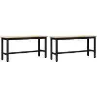 vidaXL Eetbank 100 x 32,5 x 48,5 cm 2 st Engineered hout en staal