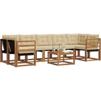 vidaXL Buiten bank set 8 st Natuurlijk en Beige