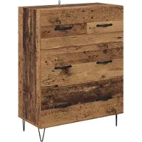 vidaXL Highboard 2 pcs Oudhout 69,5 x 34 x 180 cm Bewerkt hout en glas