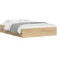 vidaXL Bedframe met lades bewerkt hout sonoma eikenkleurig 140x200 cm