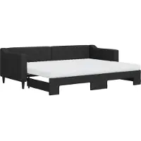 vidaXL Slaapbank met onderschuifbed en matrassen 80x200 cm stof zwart