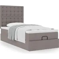 vidaXL Bed met matras 90x200 cm stof taupe