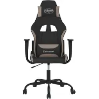 vidaXL Massage gamestoel stof zwart en taupe