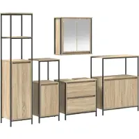 vidaXL Badkamermeubel Set 5 st Beige 36 x 35 x 165 cm Bewerkt hout