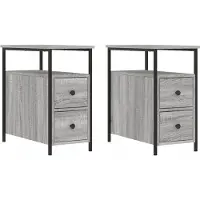 vidaXL Nachtkastjes 2 st 30x60x60 cm bewerkt hout grijs sonoma eiken