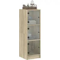 vidaXL Hoge kast met glazen deuren 35x37x109 cm sonoma eikenkleurig