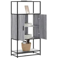 vidaXL Hoge kast 68x35x139cm bewerkt hout en metaal grijs sonoma eiken