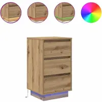 vidaXL Nachtkastje met LED-verlichting 38x34x65 cm artisanaal eiken
