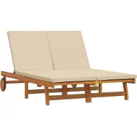 vidaXL Ligstoel Bruin 125 x 200 x 84 cm Massief Acacia Hout