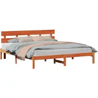 vidaXL Bedframe met hoofdeinde Bruin 200 x 200 cm Massief grenenhout