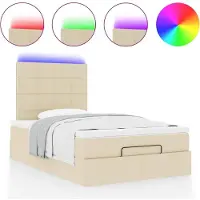vidaXL Ottoman bed met matras en LED's 120x200cm stof crèmekleurig