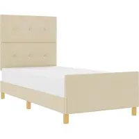 vidaXL Bedframe met hoofdeinde Crème 90 x 190 cm Stof