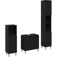 vidaXL Badkamermeubel Set 3 st Zwart Eiken 30 x 30 x 180 cm