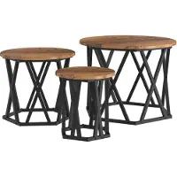 vidaXL Nestende Side Table 3 st Oud Hout 53 x 53 x 40 cm