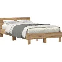 vidaXL Bedframe met hoofdeinde Artisan Eiken 120 x 190 cm Bewerkt hout