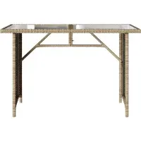 vidaXL Tuintafel met glazen blad 110x68x70 cm poly rattan beige