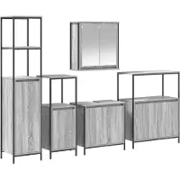 vidaXL Badkamermeubel Set 5 st Grijs Sonoma en Zwart 36 x 35 x 165 cm