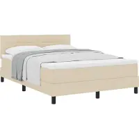 vidaXL Boxspring bed met kussen met hoofdeinde Crème 140 x 190 cm Stof