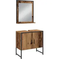 vidaXL Badkamermeubel Set 3 st Bruin 33 x 33 x 102,5 cm Bewerkt hout