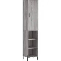 vidaXL Hoge kast 34,5x34x180 cm bewerkt hout grijs sonoma eikenkleurig