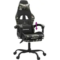 vidaXL Gamestoel met voetensteun kunstleer zwart en camouflage