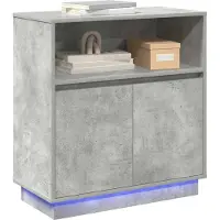 vidaXL LED Dressoir Betongrijs 71 x 34,5 x 75 cm Bewerkt hout