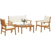 vidaXL Tuinset met 4 tuinstoelen, bruin, massief acaciahout