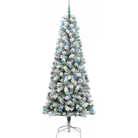 vidaXL Kunstmatige Hinged Kerstboom met 300 LED Groen en Wit 240 cm