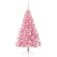 vidaXL Kunststof Voorverlichte Kerstboom met 150 LED Roze 150 cm PVC