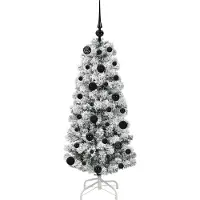 vidaXL Kunstmatige Hinged Kerstboom met 150 LED Groen en Wit 120 cm