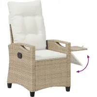 vidaXL - Ligstoel - voor - Tuin - Beige - en - Crème - 56 - x - 60 - x - 112 - cm - poly - rattan