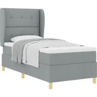 vidaXL Boxspring bed met hoofdeinde Lichtgrijs 190 x 90 cm Stof