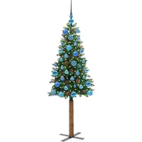 vidaXL Slanke Kerstboom Groen 150 cm PVC en massief dennenhout