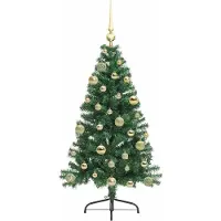 vidaXL Kunststof Voorverlichte Kerstboom met 150 LED Groen 120 cm PVC